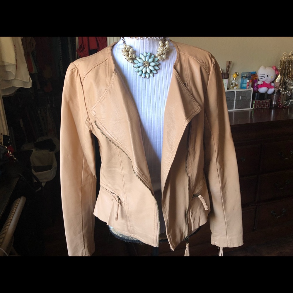 Faux Leather Peplum Jacket